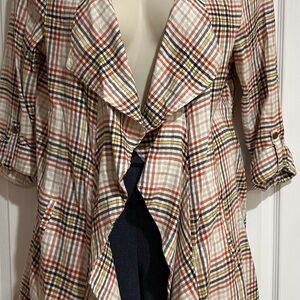 Stylish Multicolor Plaid Trench Coat for Women